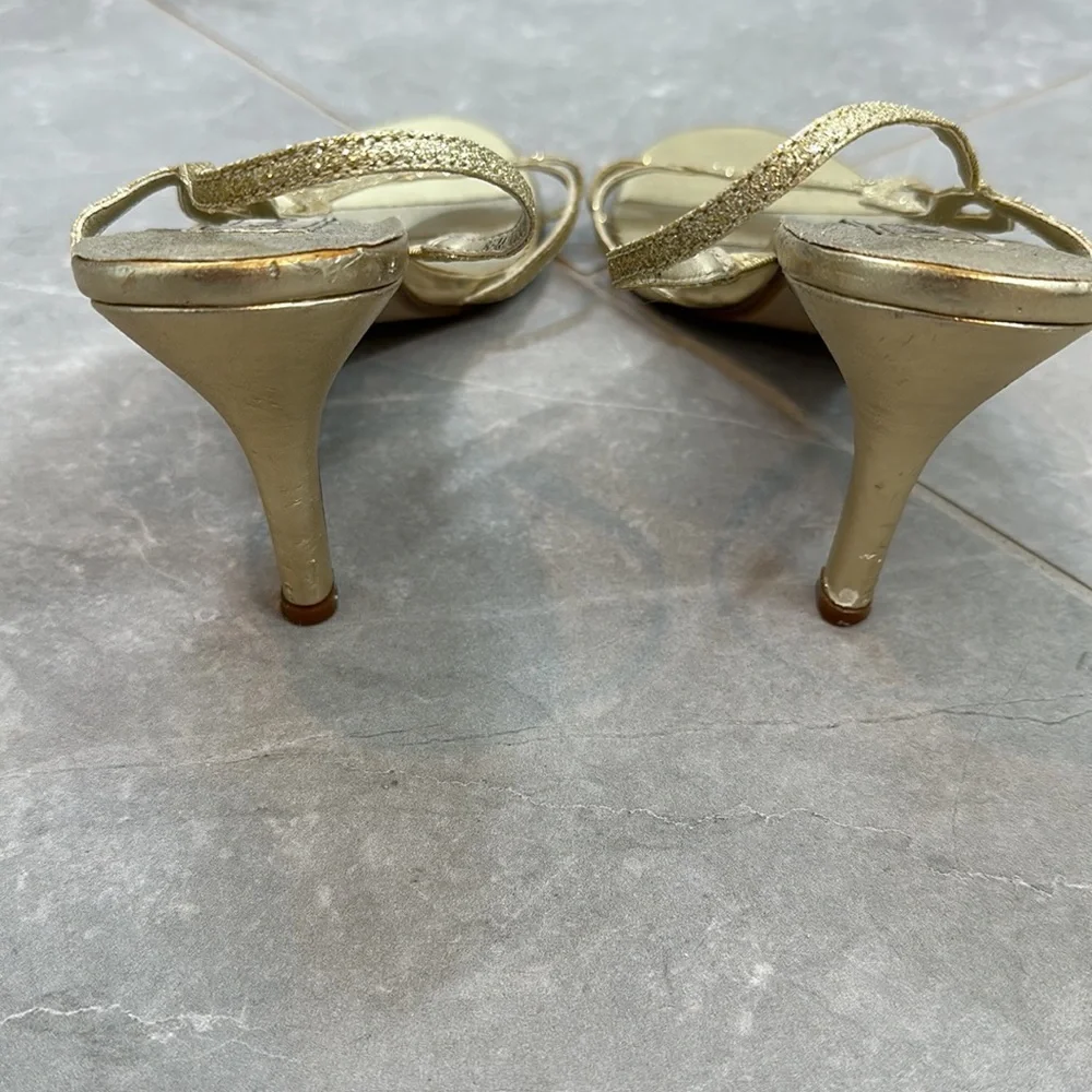Gold sparkle heeled straps sandals size 8.5 - Picture 2 of 8
